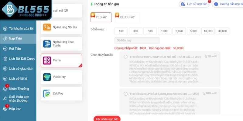 Nạp tiền siêu tốc qua ví điện tử